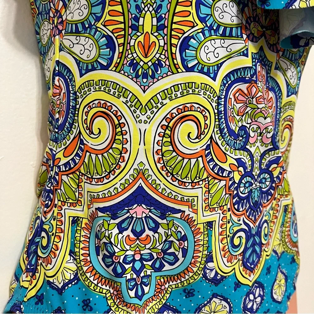 Like New Trina Turk Off Shoulder Ruffle Bandeau One Piece Swimsuit Resortwear